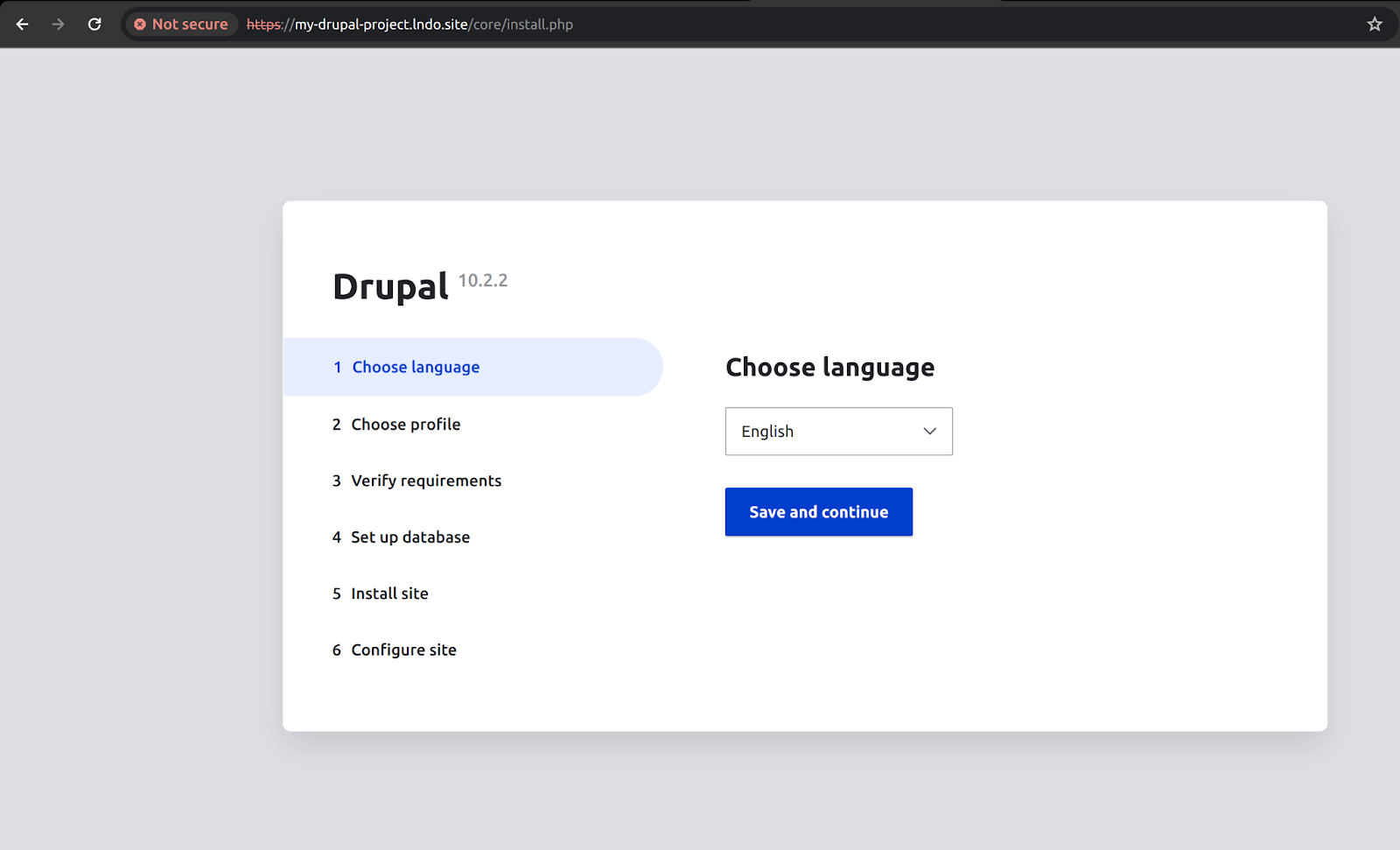 Follow the on-screen instructions to complete the Drupal installation