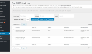 Post SMTP -> Email Log.