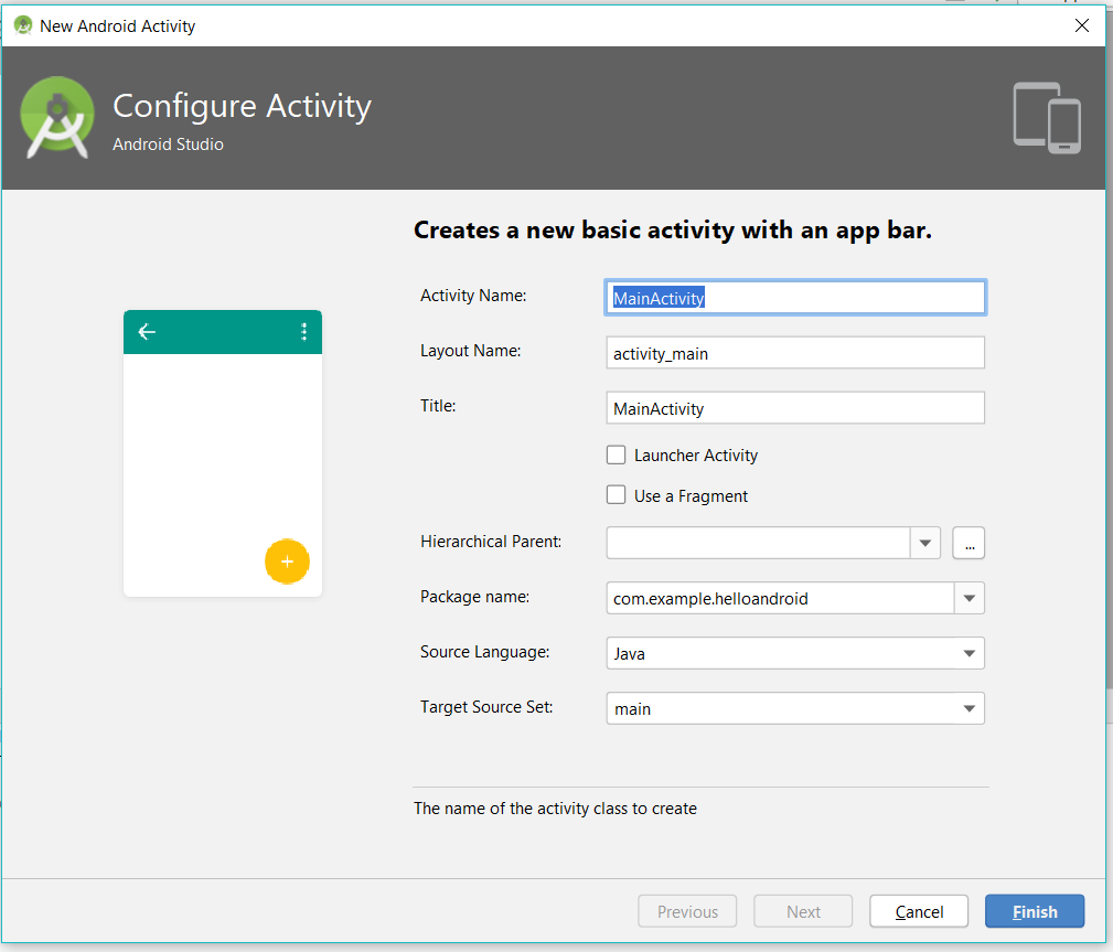 Configure Activity