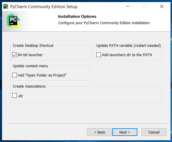 PyCharm Installation Options