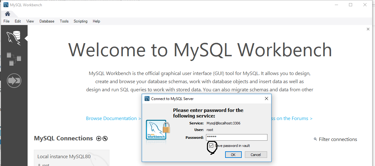 MySQL Workbench 8 - Connect