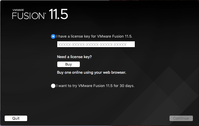 VMware Fusion - Installation Type