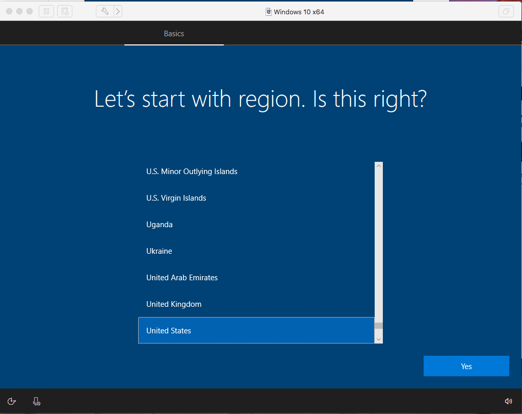 Windows - VMware Fusion - Region