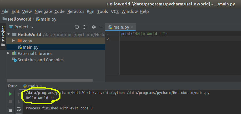 PyCharm - Hello World