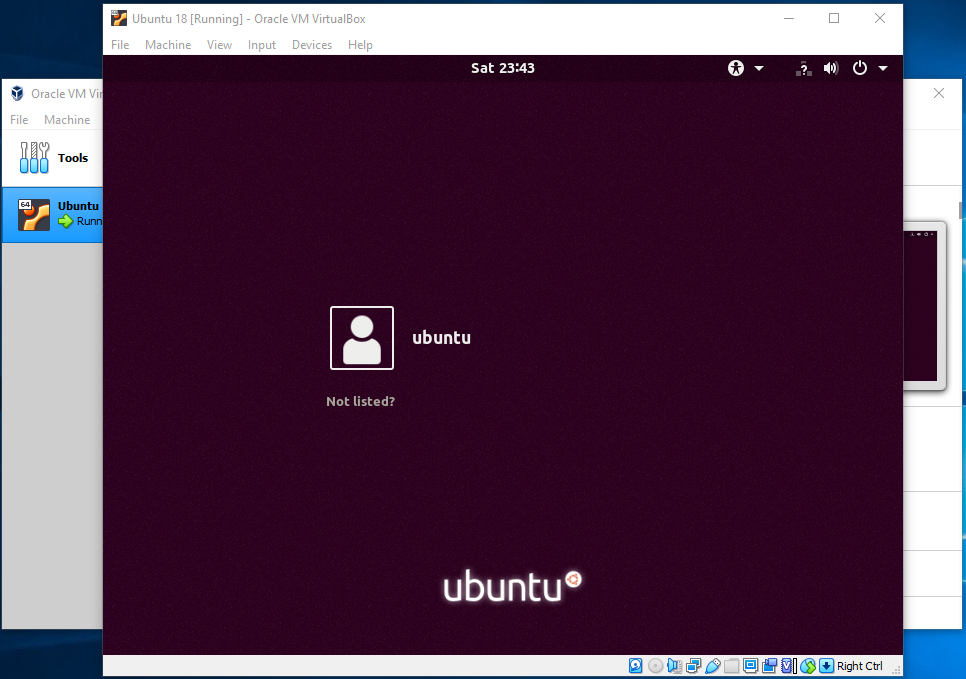 VirtualBox Login