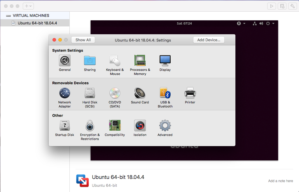 Ubuntu On VMware Fusion - Settings