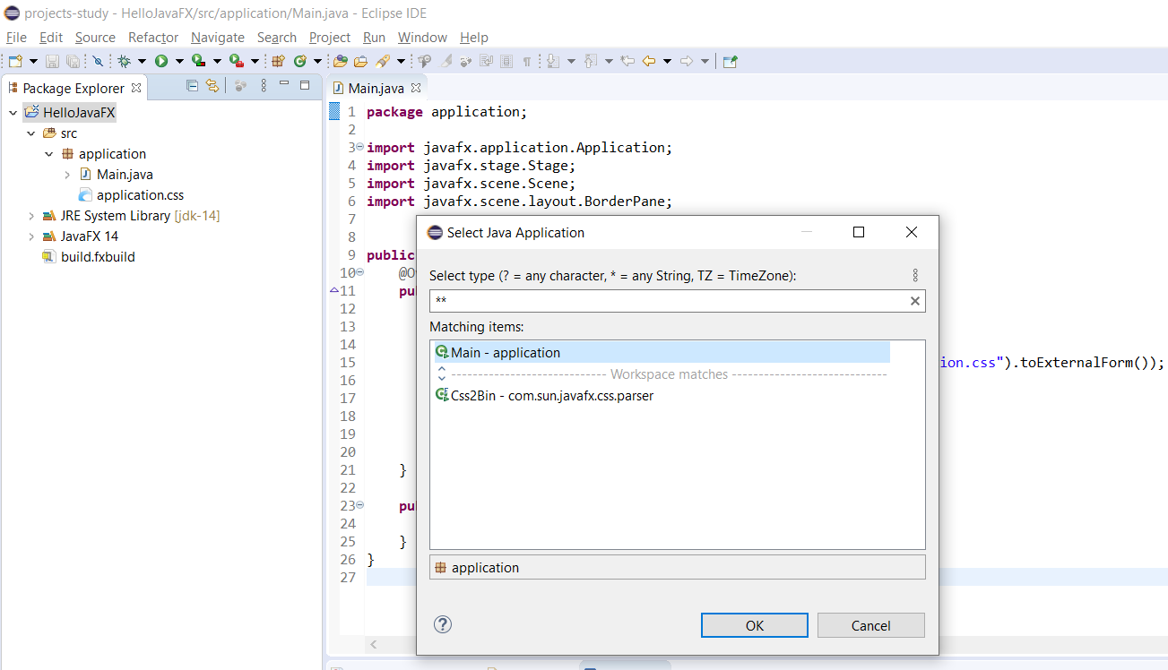 JavaFX - Eclipse - Main Class JavaFX - Eclipse - Main Class