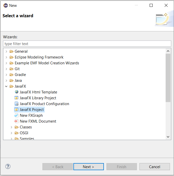 JavaFx - Eclipse - Create Project