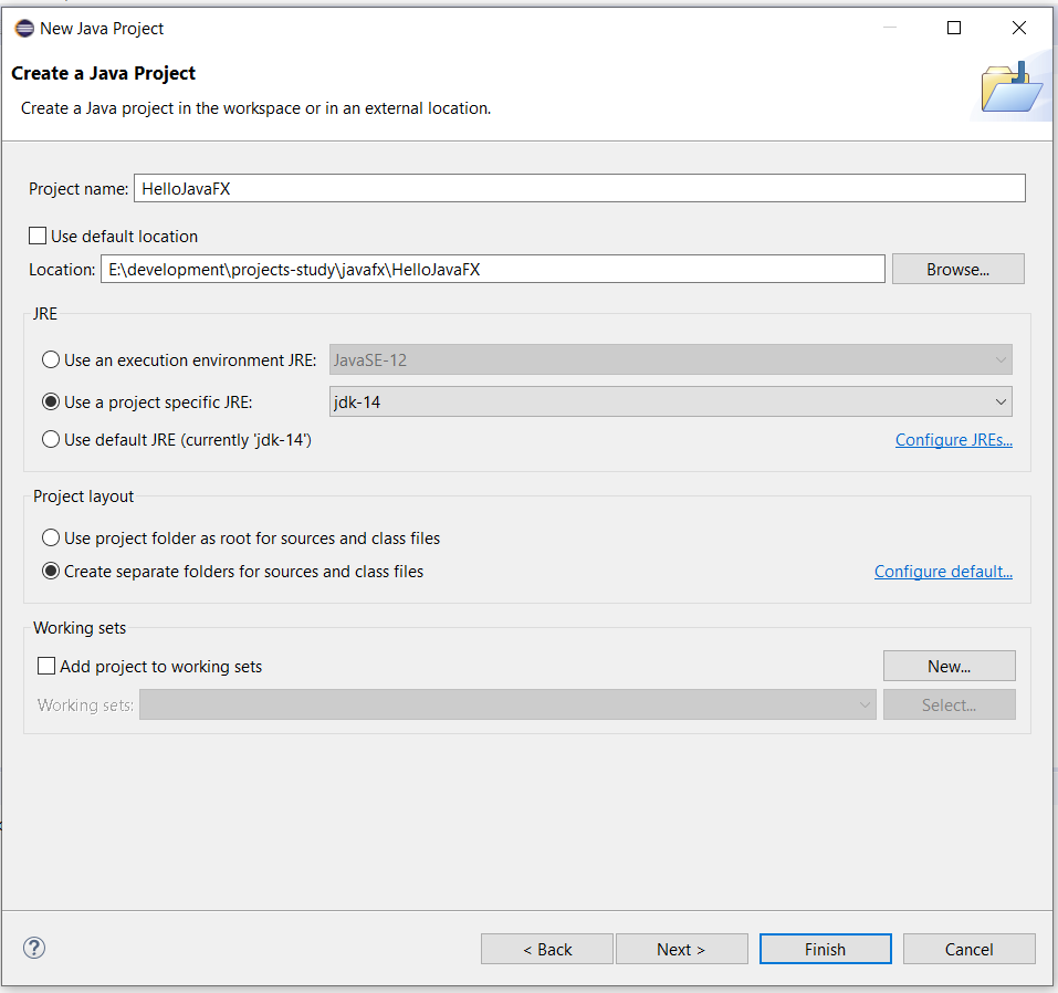 JavaFx - Eclipse - Configure Project