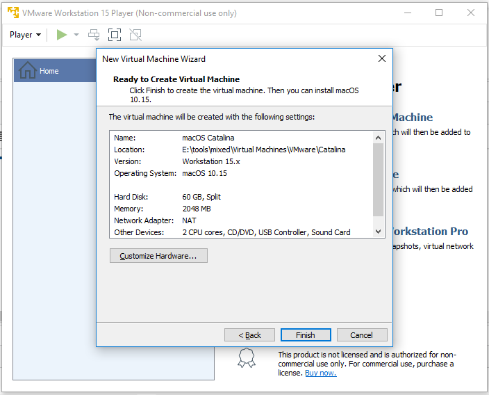 macOS - VMware - VM Settings