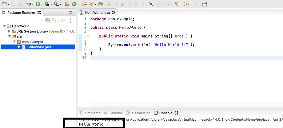 Eclipse for Java - Mac - Output