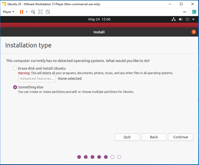 Ubuntu 20.04 LTS on Windows using VMware - Installation Type