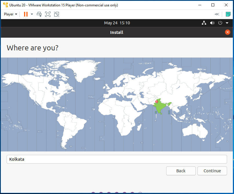 Ubuntu 20.04 LTS on Windows using VMware - Timezone