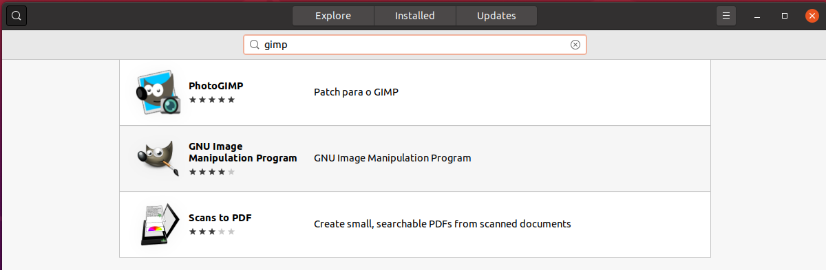 Install GIMP On Ubuntu 20.04 - Search