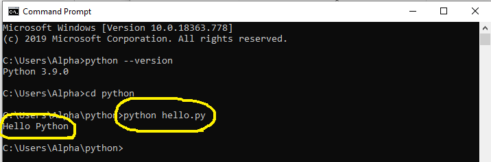 Install Python 3.9 On Windows 10 - Program Output