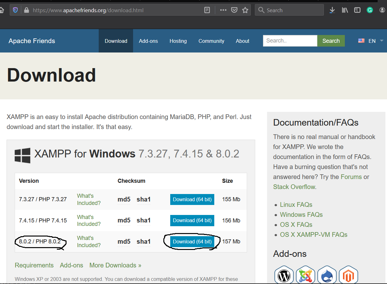 Install XAMPP With PHP 8 on Windows 10 - Download Options