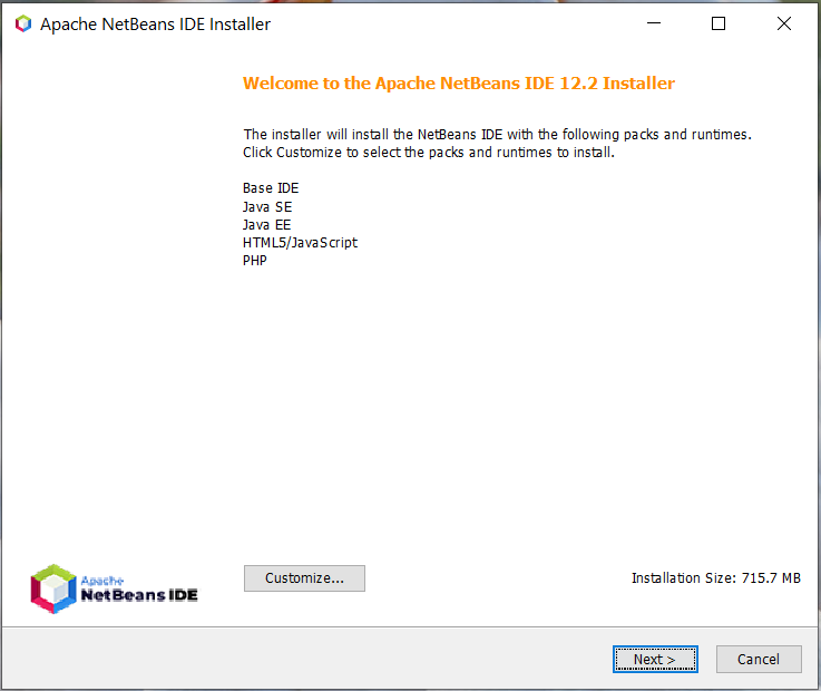 Install NetBeans 12 for PHP On Windows 10 - Installation Components