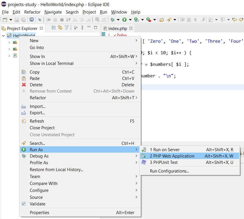 Remote Debug PHP on Windows using Eclipse - Launch Project