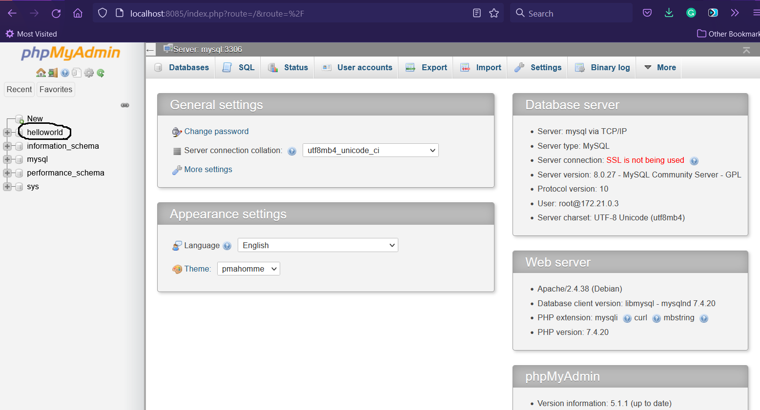 Containerize PHP with NGINX, MySQL, and MongoDB using Docker - phpMyAdmin