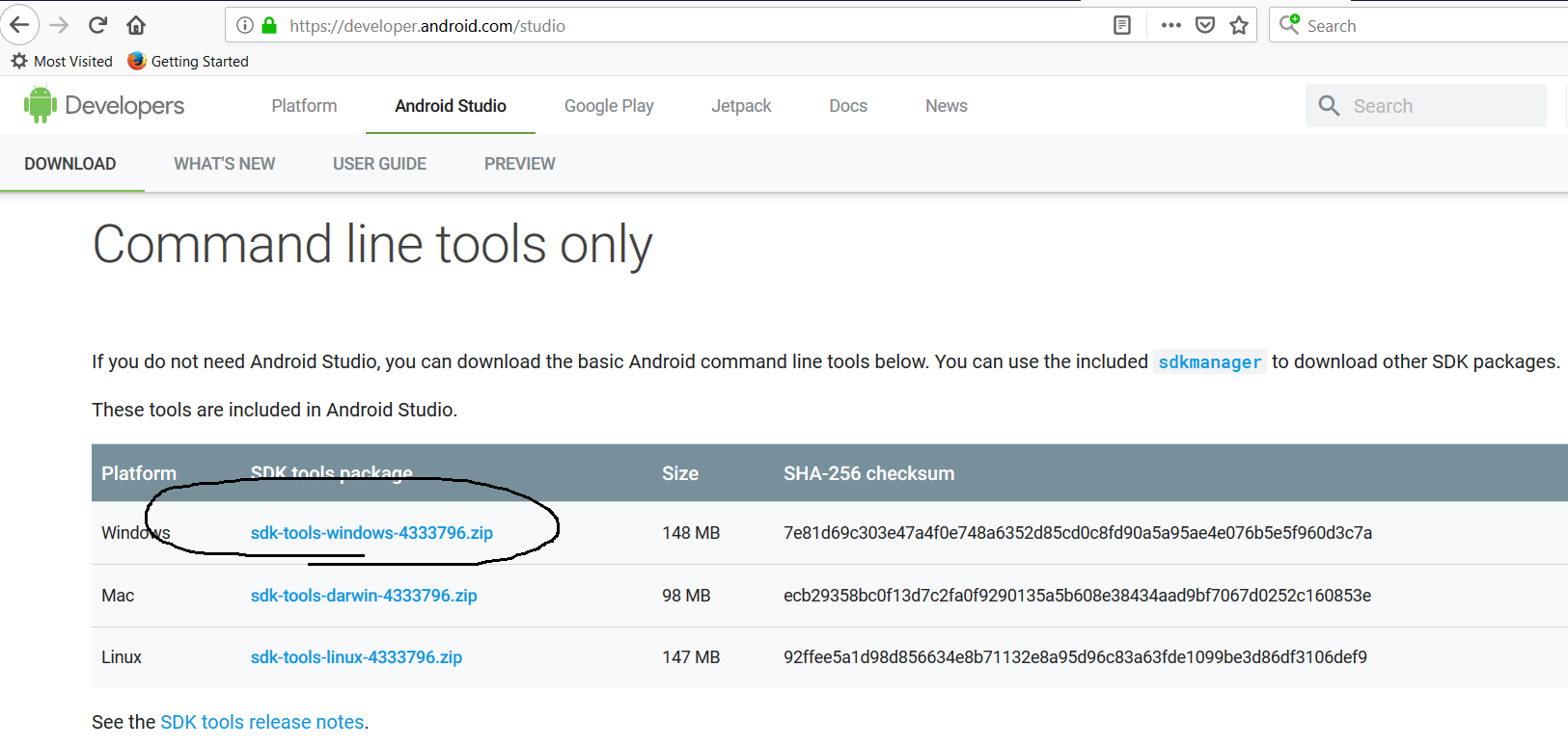 android sdk tools download