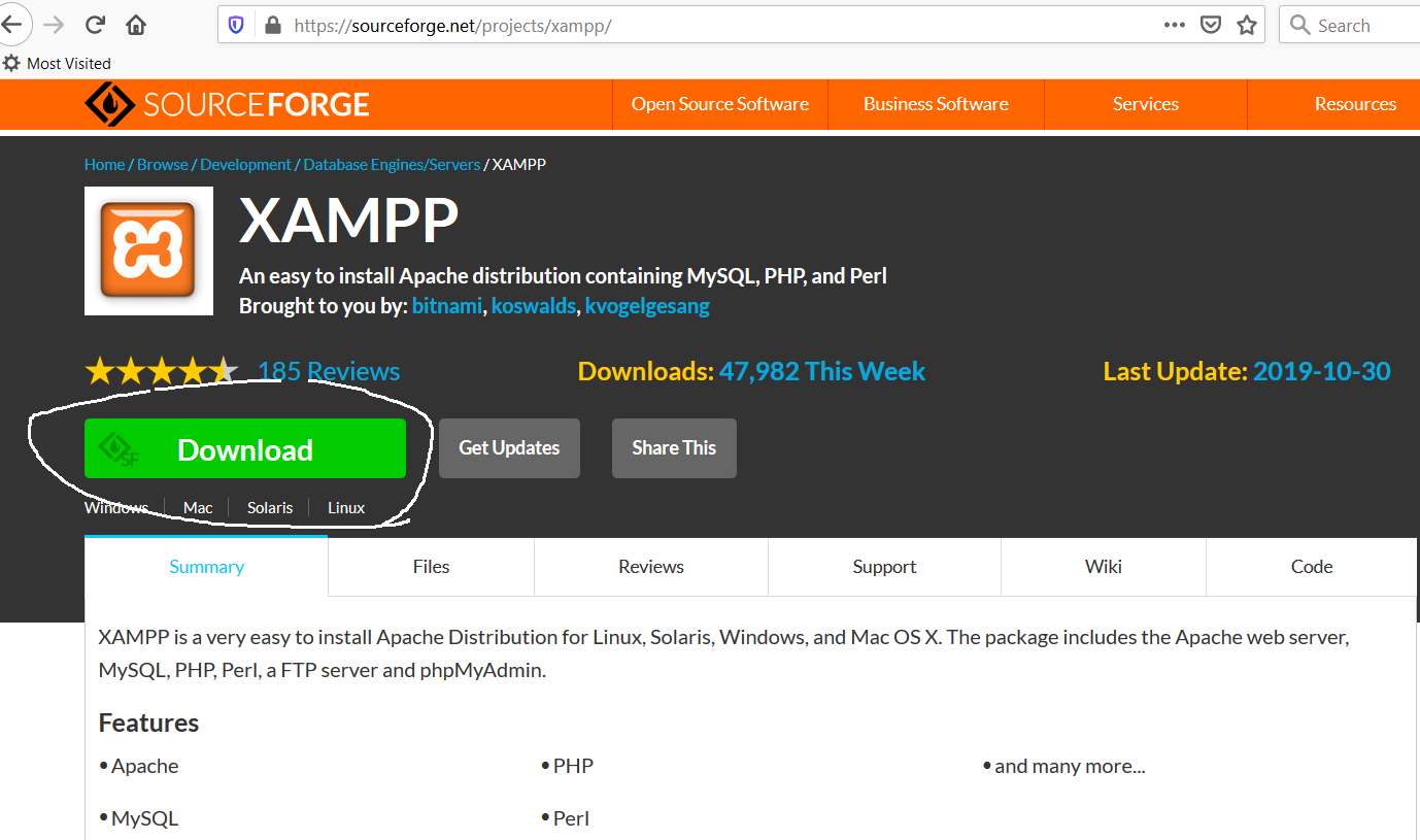 xampp download version 5
