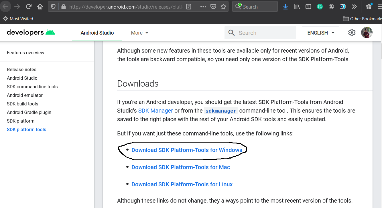 android sdk download windows 7